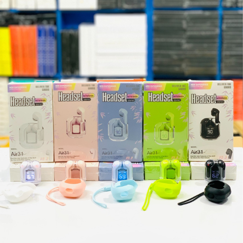 Air 31 Transparent Wireless Earbuds – Bluetooth 5.3 | LED Display | Super Bass | HD Calling | TWS Gaming Earbuds