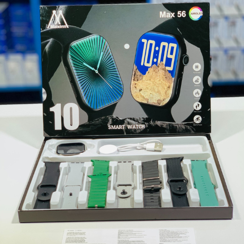 Max 56 Series 10 Smart Watch – 2.1″ Super AMOLED Display, 7-in-1 Straps, Bluetooth Calling, Wireless Charging & Fitness Tracker