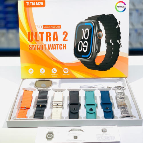 M 26 Ultra 2 Smart Watch 7-in-1 | 2.1” HD Display, Bluetooth Calling & 7 Straps | Men & Women Multifunction Smartwatch